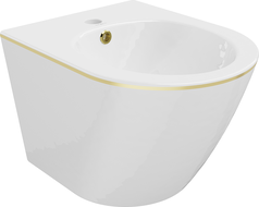 Mexen Lena wall-mounted bidet, white/gold line - 35224805