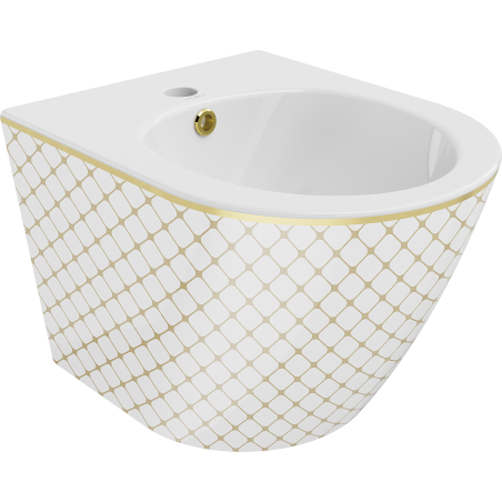 Mexen Lena wall hung bidet, White/Gold checked pattern - 35224809