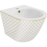 Mexen Lena hanging bidet, white/gold checkered pattern - 35224809