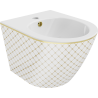 Mexen Lena wall hung bidet, White/Gold checked pattern - 35224809