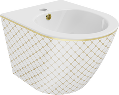 Mexen Lena wall hung bidet, White/Gold checked pattern - 35224809