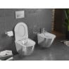 Mexen Lena Rimless toilet bowl with a slim soft close toilet seat, duroplast, White/Silver - 30224004