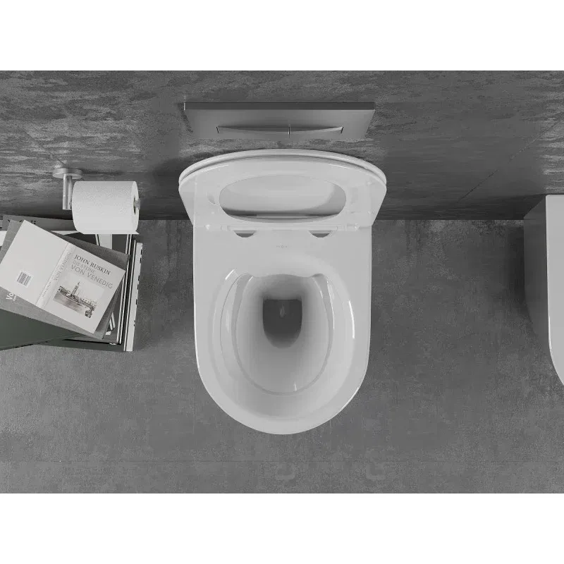 Mexen Lena rimless WC bowl with slow-close slim seat, duroplast, white/silver - 30224004
