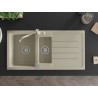 Mexen Andres granite sink 1.5-bowl with drainage board and Carla kitchen faucet, beige - 6515-69-670700-69
