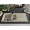 Mexen Andres granite sink 1.5-bowl with drainer and kitchen faucet Carla, beige - 6515-69-670700-70