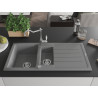 Mexen Andres 1.5-bowl granite sink with drainer and Carla kitchen faucet, gray - 6515-71-670700-00