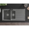Mexen Andres granite sink 1.5-bowl with drainer and kitchen tap Carla, grey - 6515-71-670700-70