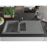 Mexen Andres granite sink 1.5-bowl with drainer and Carla kitchen faucet, gray - 6515-71-670700-70-B
