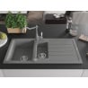 Mexen Andres granite sink 1.5-bowl with drainer and kitchen faucet Carla, gray - 6515-71-670700-71