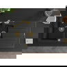 Mexen Andres 1.5-compartment granite sink with a drip tray and kitchen mixer tap Carla, Black/Silver - 6515-73-670700-50