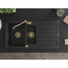Mexen Andres granite sink 1.5-bowl with drainer and Carla kitchen faucet, black/silver - 6515-73-670700-50