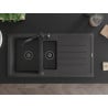 Mexen Andres 1.5-compartment granite sink with a drip tray and kitchen mixer tap Carla, spotted black - 6515-76-670700-70-B