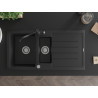 Mexen Andres granite sink 1.5-bowl with drainer and kitchen faucet Carla, black - 6515-77-670700-70