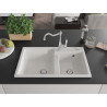 Mexen Tomas 2-bowl granite sink with kitchen faucet Carla, white - 6516-20-670700-00