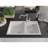 Mexen Tomas granite sink 2-chamber with Carla kitchen tap, white - 6516-20-670700-00