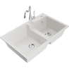 Mexen Tomas 2-compartment granite sink with a kitchen mixer tap Carla, White - 6516-20-670700-00