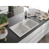 Mexen Tomas granite double-bowl kitchen sink with Carla faucet, white - 6516-20-670700-20