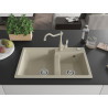 Mexen Tomas granite double-bowl kitchen sink with Carla faucet, beige - 6516-69-670700-69