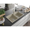 Mexen Tomas Carla Beige 2-Bowl Granite Sink with Kitchen Faucet - 6516-69-670700-69