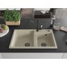 Mexen Tomas granite 2-bowl kitchen sink with Carla tap, beige - 6516-69-670700-70
