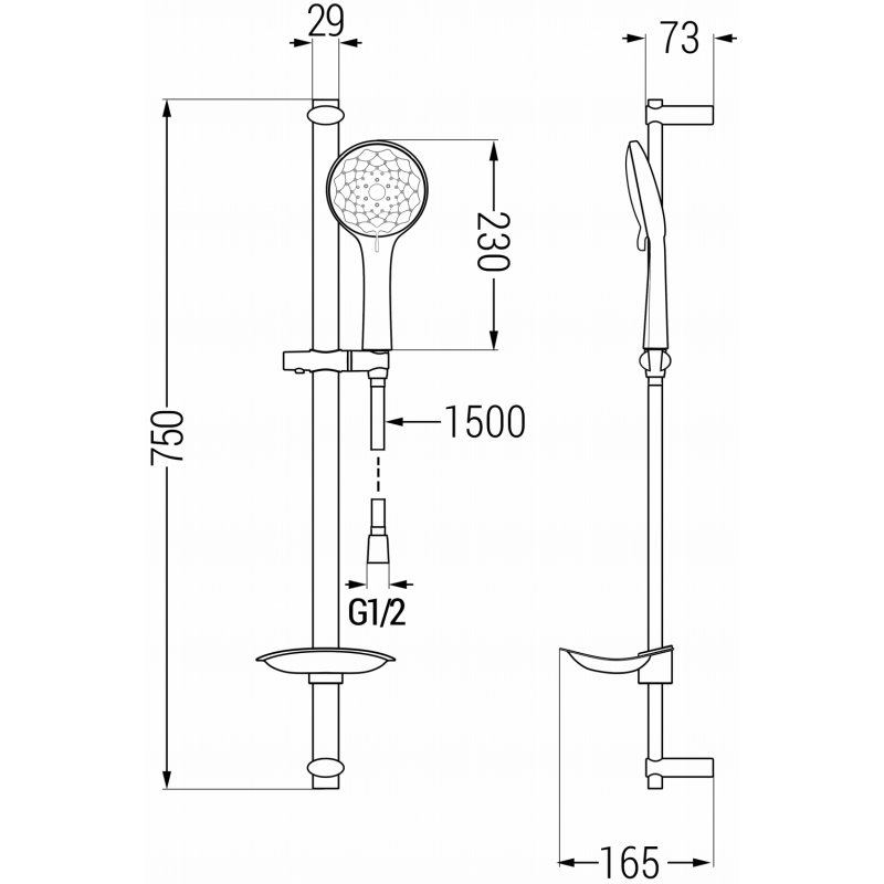 Mexen Sabre DB74 Bathtub Set, Chrome - 72103DB74-00