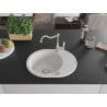 Mexen Kevin granite sink 1-bowl with drainer and Carla kitchen tap, white - 6517-20-670700-00