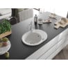Mexen Kevin granite sink 1-bowl with drainer and Carla kitchen tap, white - 6517-20-670700-00
