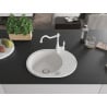 Mexen Kevin 1-bowl granite sink with drainer and Carla kitchen faucet, white - 6517-20-670700-20