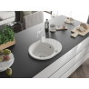 Mexen Kevin 1-bowl granite sink with drainer and Carla kitchen faucet, white - 6517-20-670700-20