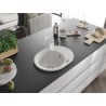 Mexen Kevin granite sink 1-bowl with drainer and kitchen tap Carla, white - 6517-20-670700-20