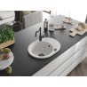 Mexen Kevin granite kitchen sink with drainer and faucet Carla, white - 6517-20-670700-70