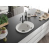 Mexen Kevin granite sink 1-bowl with drainer and kitchen faucet Carla, white - 6517-20-670700-70