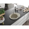 Mexen Kevin 1-bowl granite sink with drainer and Carla kitchen tap, beige - 6517-69-670700-00