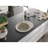 Mexen Kevin granite kitchen sink single-bowl with drainer and kitchen faucet Carla, beige - 6517-69-670700-69