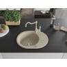 Mexen Kevin 1-compartment granite sink with a drip tray and kitchen mixer tap Carla, Beige - 6517-69-670700-69