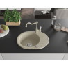 Mexen Kevin granite kitchen sink single-bowl with drainer and kitchen faucet Carla, beige - 6517-69-670700-69