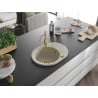 Mexen Kevin granite kitchen sink with 1 basin, drainer and Carla kitchen faucet, beige - 6517-69-670700-50