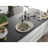 Mexen Kevin granite kitchen sink with 1 bowl with drainer and kitchen faucet Carla, beige - 6517-69-670700-70