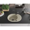 Mexen Kevin granite sink 1-bowl with drainer and Carla kitchen faucet, beige - 6517-69-670700-70
