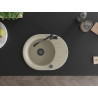 Mexen Kevin granite sink 1-bowl with drainer and Carla kitchen faucet, beige - 6517-69-670700-70