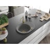 Mexen Kevin 1-bowl granite sink with drainer and Carla kitchen faucet, gray - 6517-71-670700-50