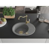 Mexen Kevin 1-bowl granite sink with drainer and Carla kitchen faucet, gray - 6517-71-670700-50