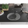 Mexen Kevin single-bowl granite sink with drainer and Carla kitchen tap, grey - 6517-71-670700-70-B