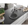 Mexen Kevin single-bowl granite sink with drainer and Carla kitchen tap, grey - 6517-71-670700-70-B