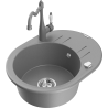 Mexen Kevin 1-compartment granite sink with a drip tray and kitchen mixer tap Carla, Grey - 6517-71-670700-71