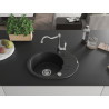 Mexen Kevin granite kitchen sink 1-bowl with drainer and kitchen faucet Carla, black/silver metallic - 6517-73-670700-00
