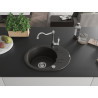 Mexen Kevin single-bowl granite sink with drainer and kitchen faucet Carla, black/gold metallic - 6517-75-670700-00