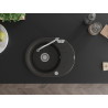 Mexen Kevin 1-bowl granite sink with drainer and kitchen faucet Carla, black/gold metallic - 6517-75-670700-00
