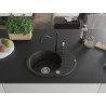 Mexen Kevin granite sink 1-bowl with drainer and kitchen faucet Carla, black/gold metallic - 6517-75-670700-70