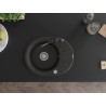 Mexen Kevin granite sink 1-bowl with drainer and kitchen faucet Carla, black/gold metallic - 6517-75-670700-70